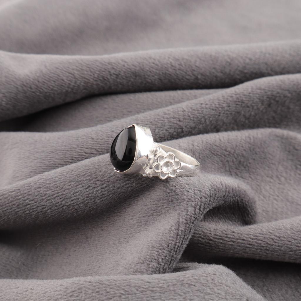 Black Tourmaline Gemstone 925 Sterling Silver Handcrafted Jewelry Designer Ring RR-59-24