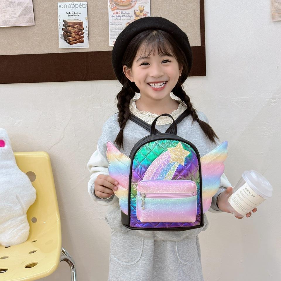 School Bag New Foreign Style Little Girl Backpack Love Small Wings Lightweight and Versatile Go Out Snack Bag Batch