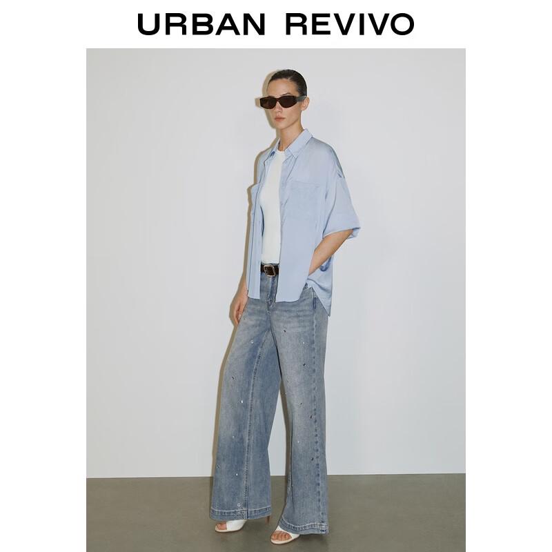 UR Women s Autumn Button-Front Long-Sleeve Polo Shirt S светло-синий
