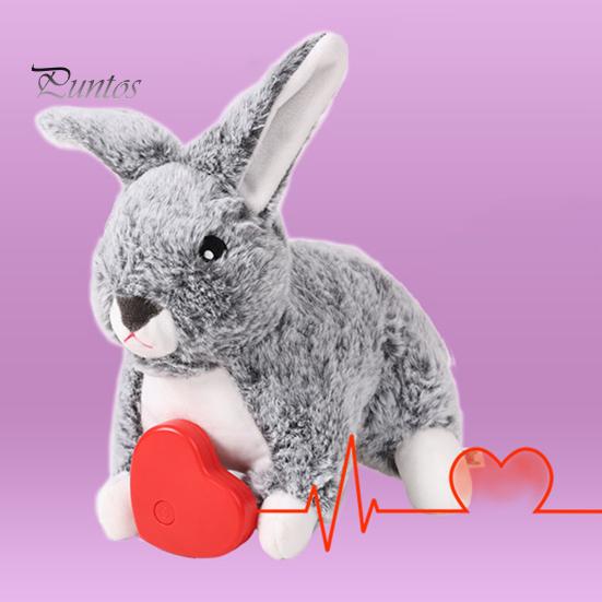 Dog Toy Puppy Soft Texture Cute Rabbit Simulate Heartbeat Bite Resistant Interactive Emotional Pet Plush Comfort Washable for Daily Use