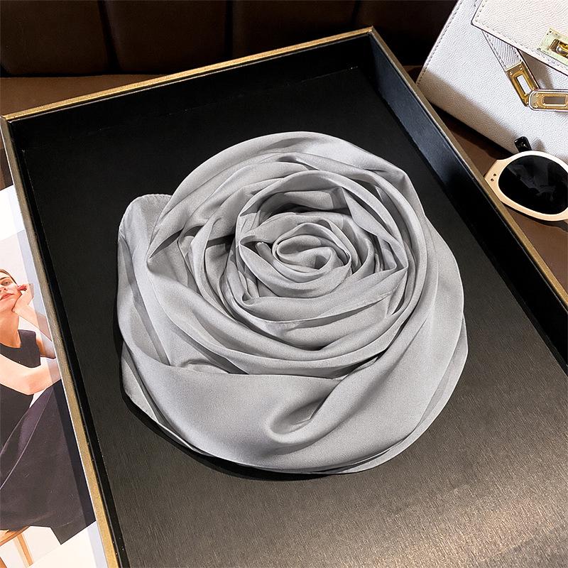 Women's Versatile Long Silk-Like Scarf: Spring Summer Solid Color Neck Tie Accessory