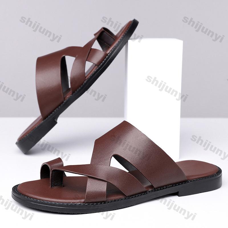 Men's Flat Slippers Summer New Outdoor Breathable Casual Soft Sole Beach Shoes Lightweight Comfortable Fashion Non Slip Sandals