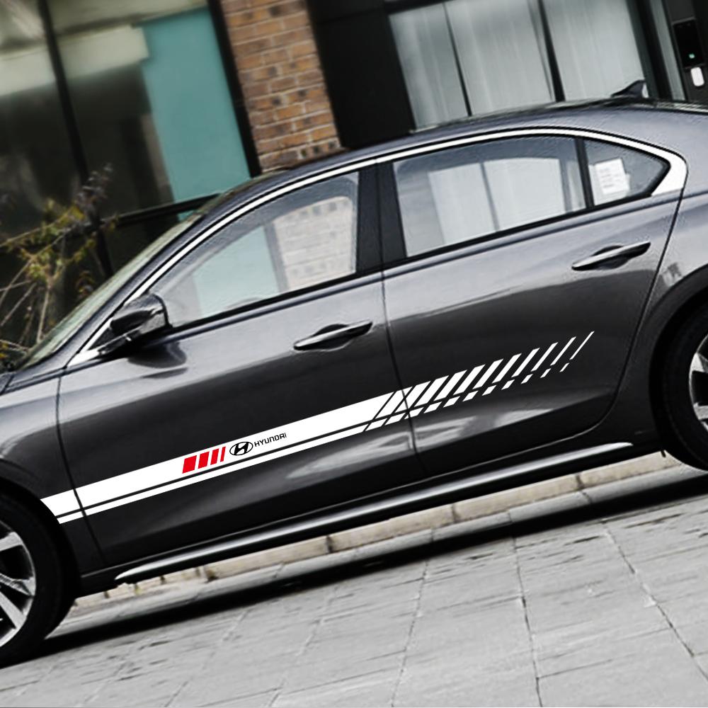 Car Side Skirt Stripes Sticker Body Decoration Accessories For Hyundai Accent Elantra Wagon Tucson Santafe i20 i30 i40 ix20 ix35 XX5