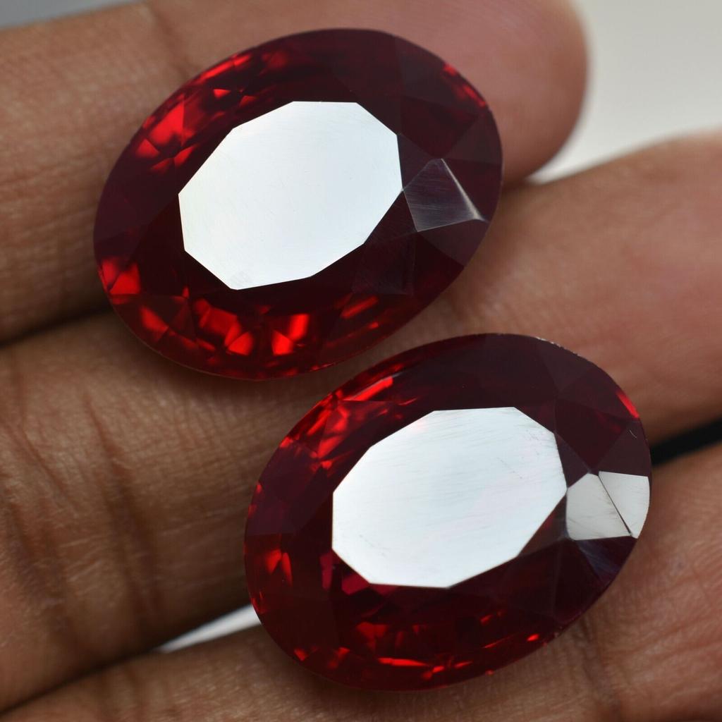 60 Ct NATURAL Bloody RED Ruby A+CERTIFIED Oval Loose Gemstone Pair 20x15 mm Size YY-987