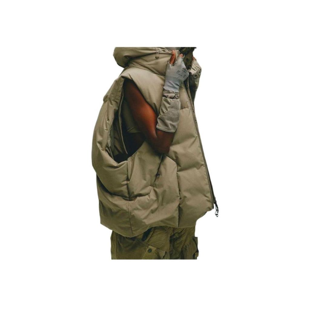 Adidas Originals X Hamcus FW23 Solid Color Three-Stripe Logo Zip-Up Hooded Down Jacket Unisex Outerwear Khaki IY5050