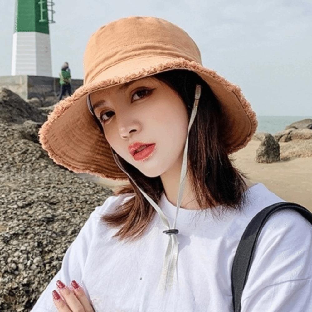 

Джинсовая шляпа-панама с широкими полями, солнцезащитная шляпа, ретро джинсовая шляпа-ведро, для девочек верблюд