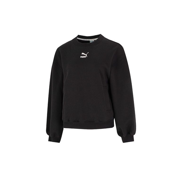 PUMA Casual Loose Cartoon Pattern Logo Crew Neck Sweatshirt Women Tops Black 537518-01