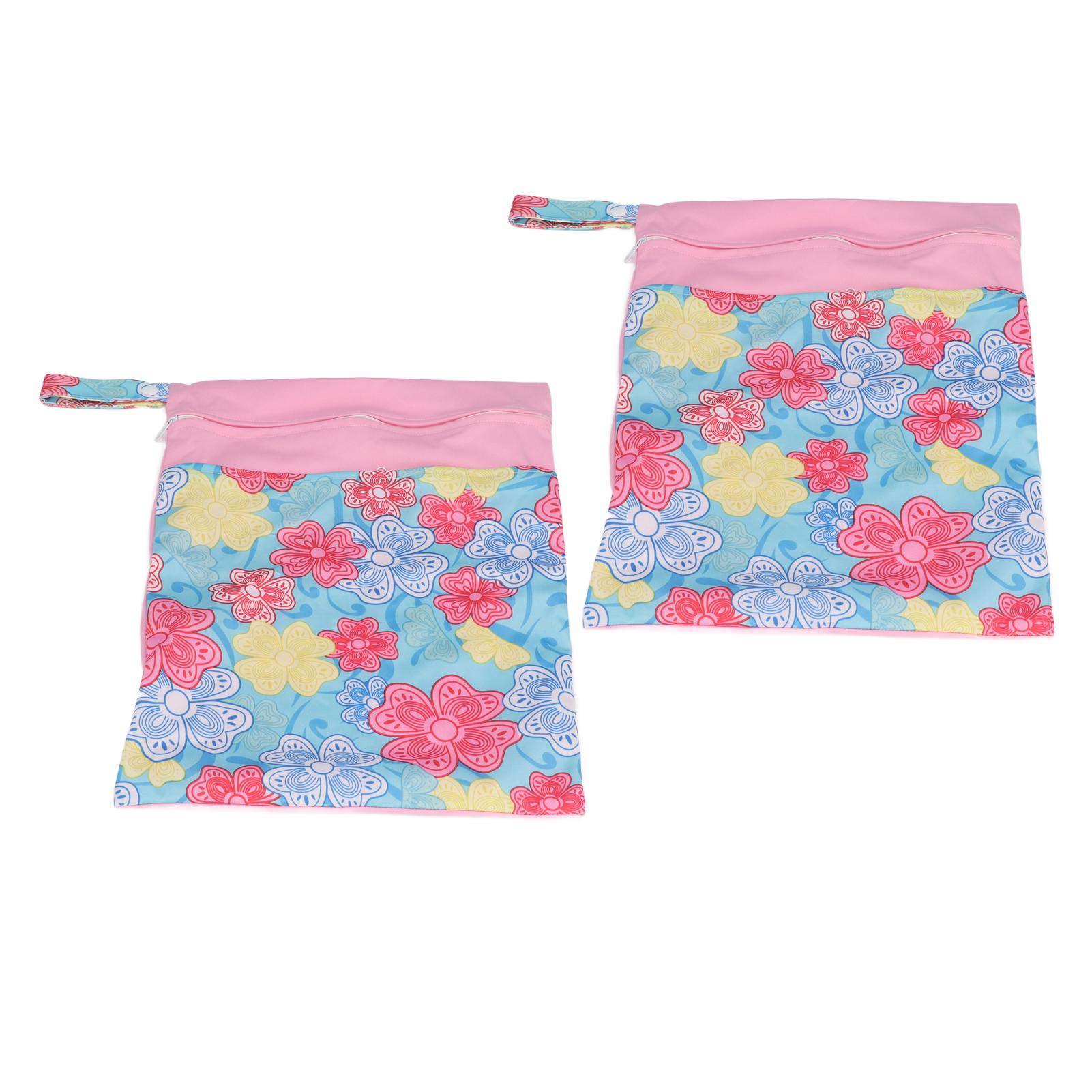 

2PCS Diaper Storage Bag 30x40cm Dual Pocket Design PUL Waterproof Fabric Diaper Wet Dry Bag T24