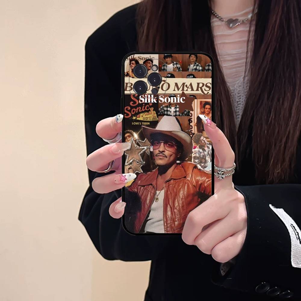 

B-Bruno M-Mars Singer Phone Case For Iphone 17 16 15 14 13 12 11 Pro Max Plus Black Shell Cover Case iPhone 16