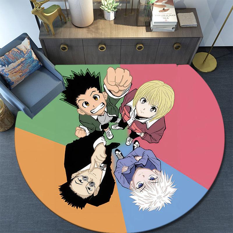 Hunter × Hunter,Round Area Rug,Carpet Rug for Living Room Bedroom Sofa Playroom Decor,Non-slip Floor Mat