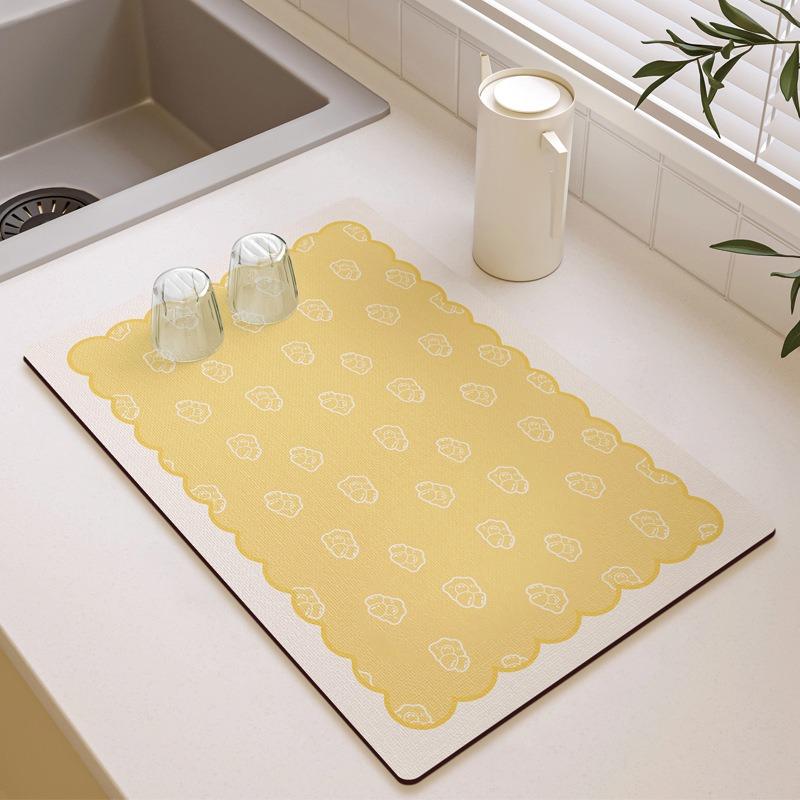 Small Fresh Kitchen Countertop Mat Dirt Resistant Heat-resistant Heat-insulating Pad Water Absorbing Quick Drying Anti Slip Pad
