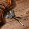 Bolo Tie Cowboy Costume Accessory for Men and Women Adjustable Length Vintage Metal Butterfly Pendant Necktie Necklace
