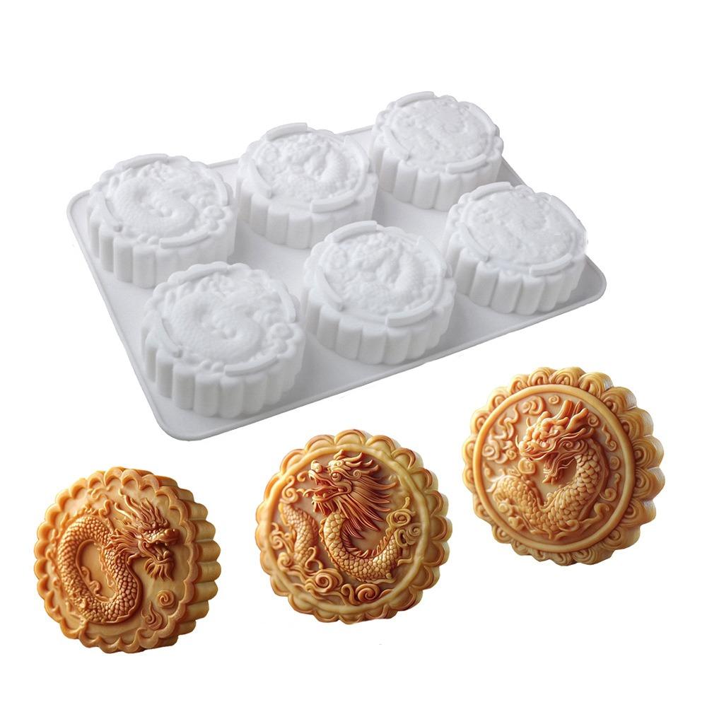 Silicone Auspicious Clouds Mooncake Mold 6 Cavities Mung Bean Cake Mold Soap Mold  Kitchen