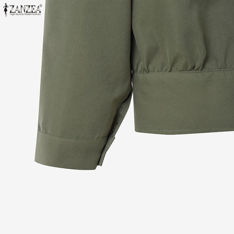 ZANZEA Women Turn Down Collar Loose Casual Long Sleeve Blouse