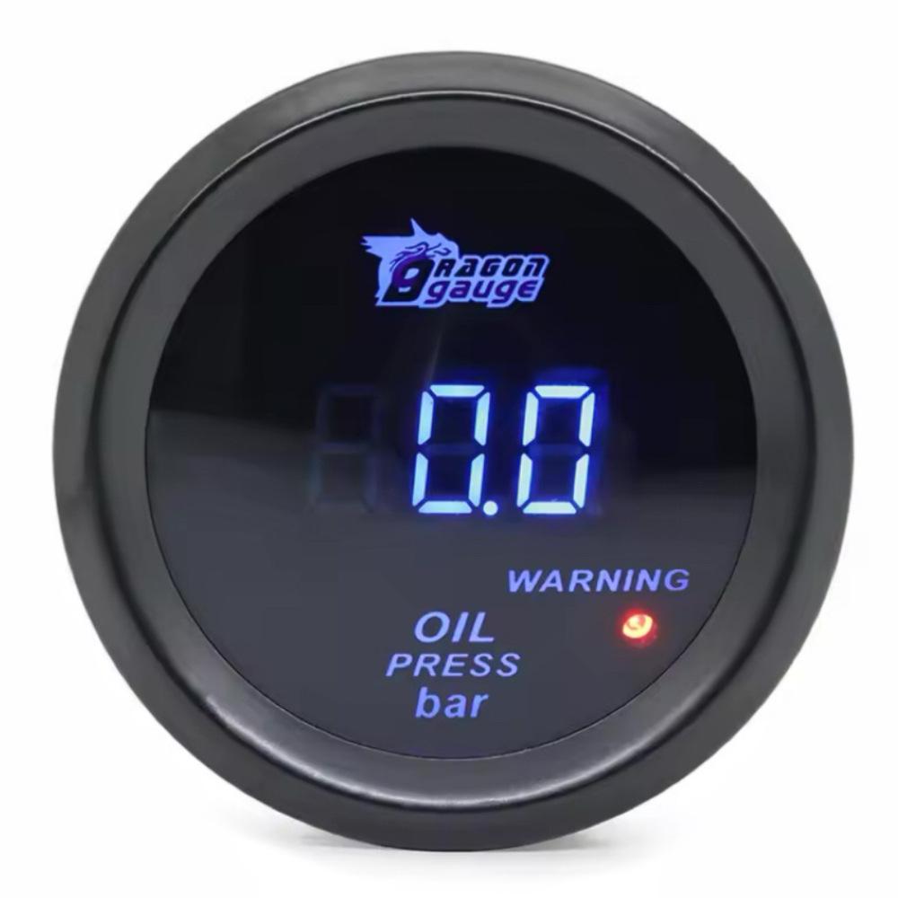 52MM Car Modification Gauge: Digital Display with Blue Light for Turbo, Water Temp, Oil Temp, Oil Pressure, Voltage (12V)