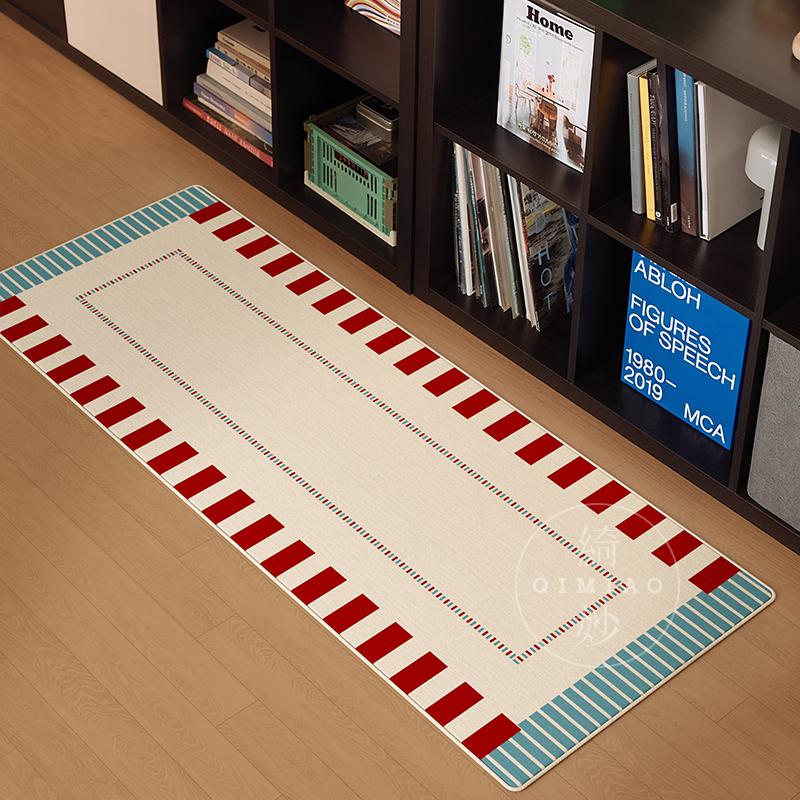 

Синий Ретро Клетчатый Прикроватный Плед для Спальни, Коврик для Пола в Гостиной и Ковер в Китайском Стиле для Домашнего Декора 40X120CM(1.3X3.9FT