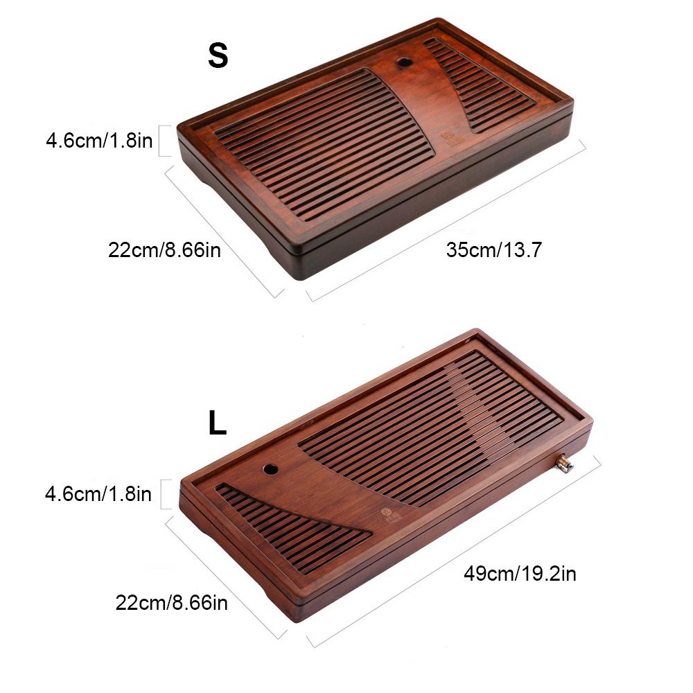 Chinese Bamboo Tea Tray Drainage Water Storage Kung Fu Tea Set Drawer Household Board Chinese Storage Tray