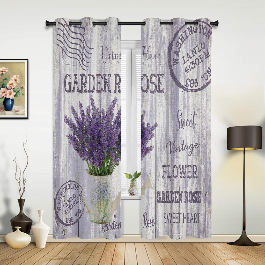 Lavender Purple Flower Romantic Bedroom Curtains Living Room Spaces Curtain Drapes Kitchen Spaces Kids Room Window Curtain Modern Home Decor