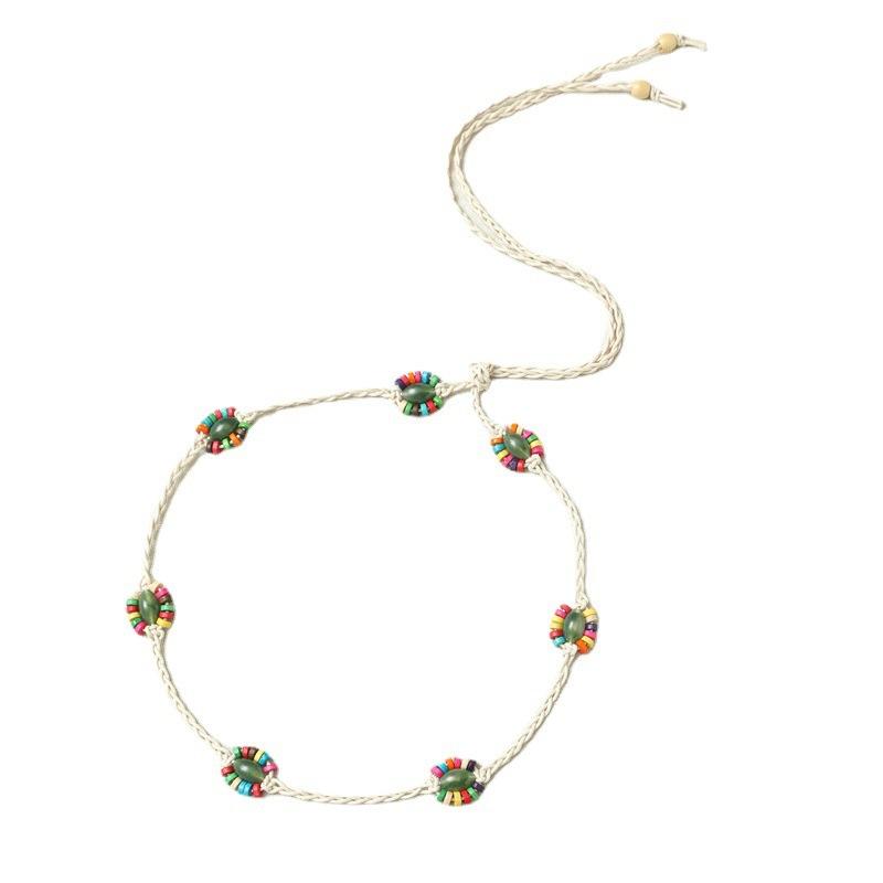 Ethnic Style Women's Belt, European and American Style DIY Braided Belt, Acrylic Turquoise, Braided Women's Waist Chain