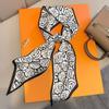 Silk Scarf: Long, Narrow, High-End Print for Spring and Summer - Versatile as Shirt Ribbon, Belt, or Hair Tie.