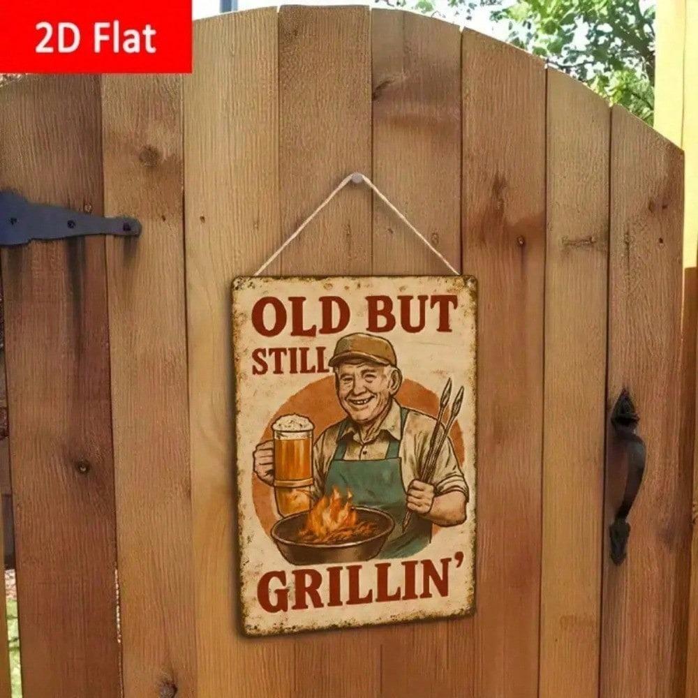 Vintage Rustic BBQ Tin Sign 8x12 Inch Retro Metal Wall Decor Patio Grill Retirement Gift For Men