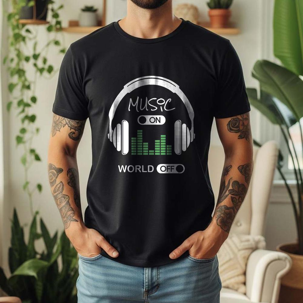 2026 Summer 100 Cotton Music On World Off Graphic Oversized Tee Music Rhythm Dj Themed Short Sleeve
