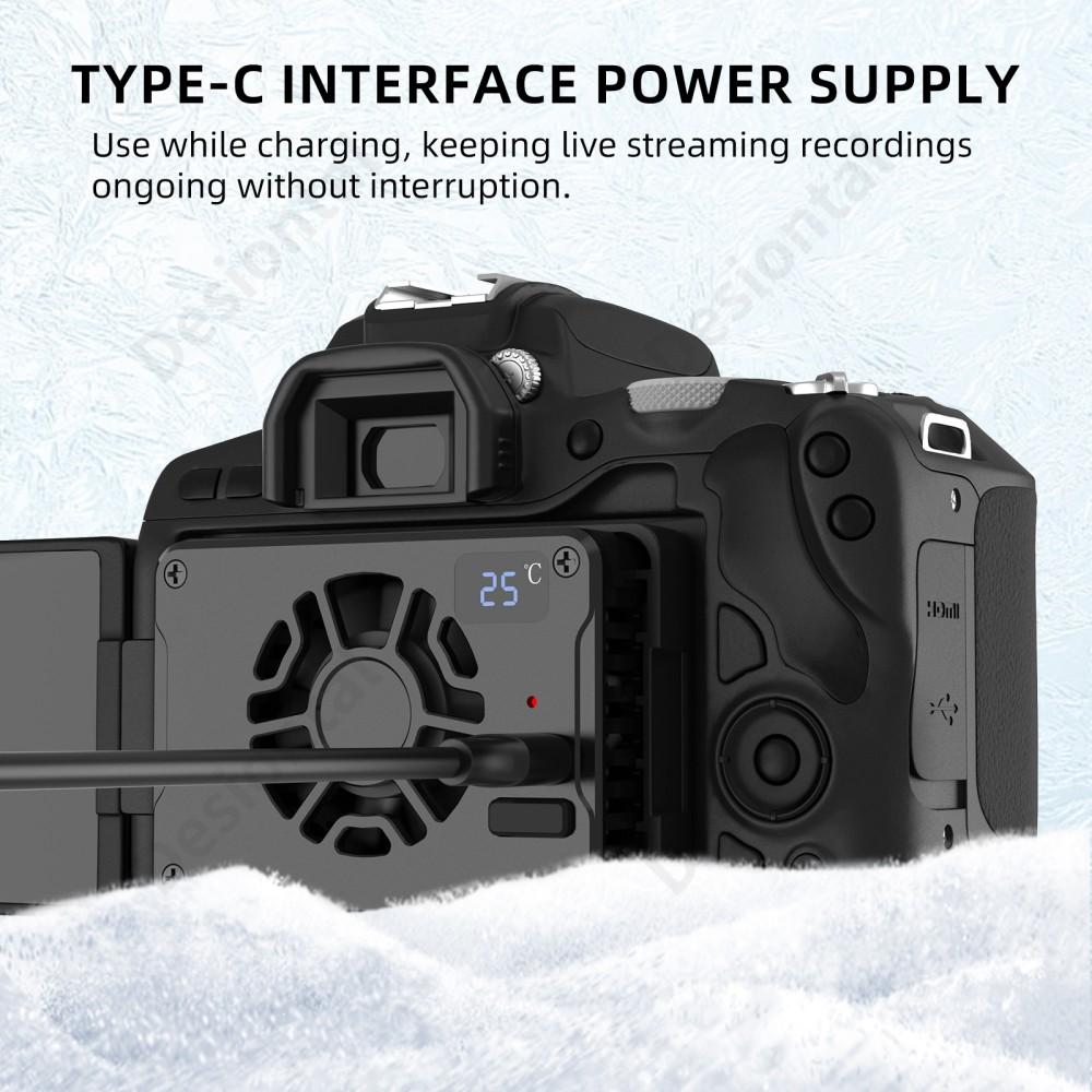 Camera Cooling Fan All Metal Shell Coller AI Contral Temp for SONY A7M4/ZVE1/A6700/A7C2/ZV-E10/ZV1/A7C Canon R5/R6/R7 Fuji XT4