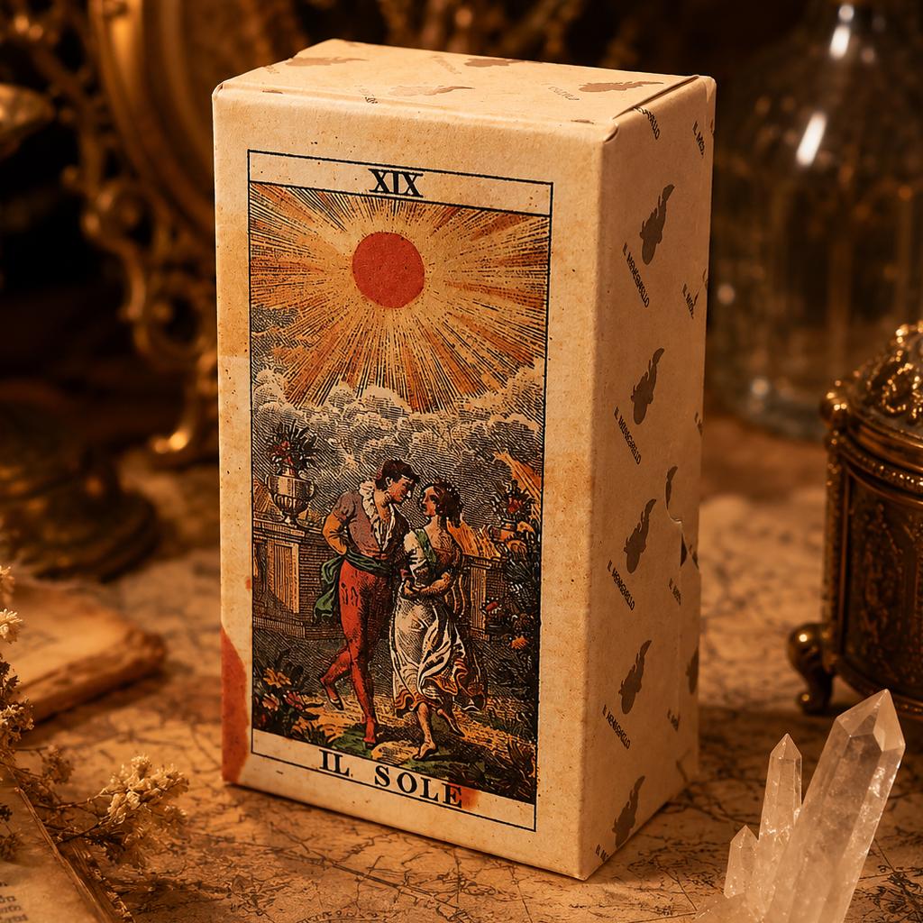 12*6cm Tarot Soprafino 1830 Vintage Italienisches Tarot Deck in Stabiler Box, Historische Reproduktion, 78 Karten Doppelt geprägt