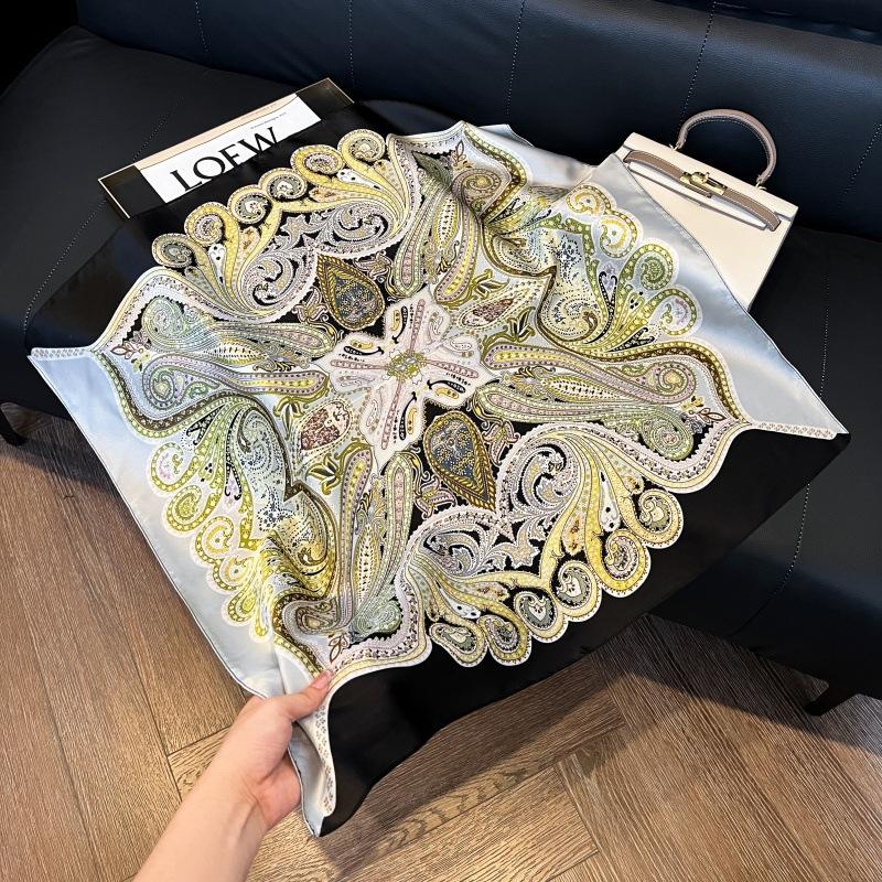 Silk scarf 71 * 71 imitation silk square scarf Korean atmosphere neck silk scarf flower pattern flower polka dot scarf