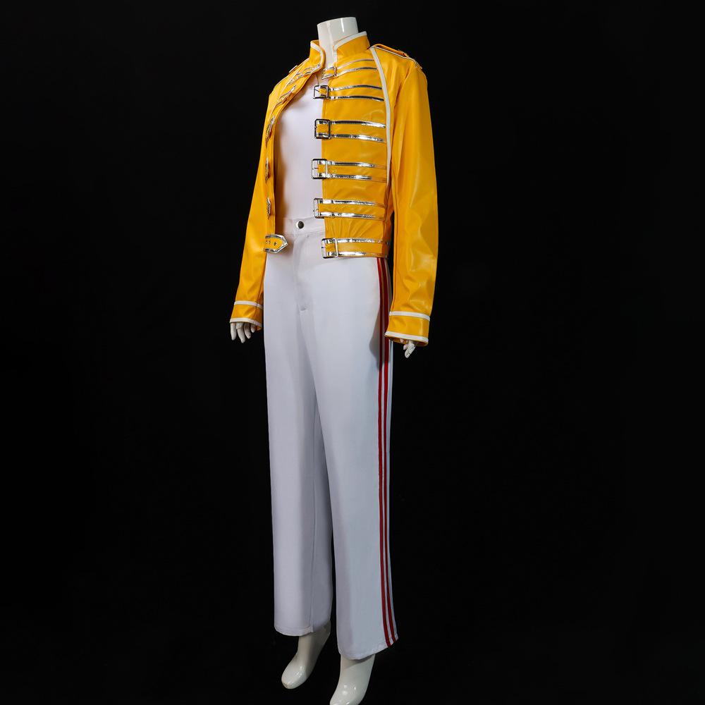 Freddie Mercury Cosplay Costume, Queen Band Lead Singer Classic Stage Performance Outfit