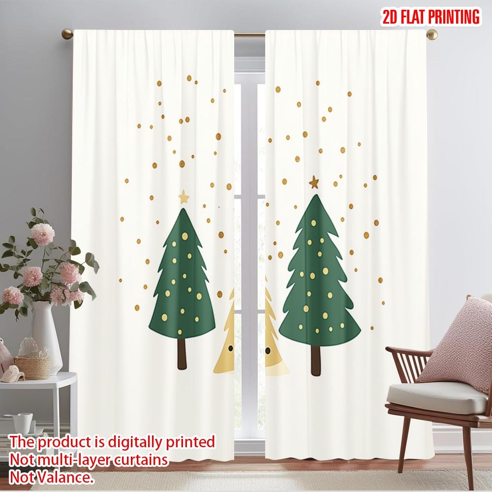 

2pcs,2D plane printing Creative Curtains Christmas Trees Gold Dots (3) Versatile Polyester Fabric (without rod) Home Decor Ldeal 52.50×116.00 CM 2pcs