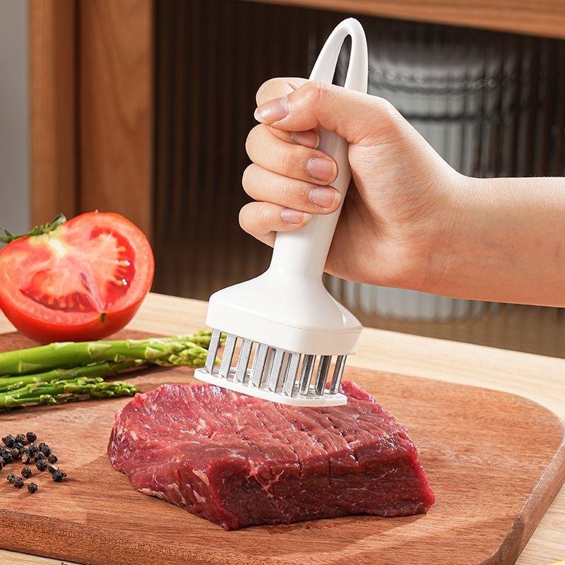 Meat Tenderizer Stainless Steel Meat Looser 24 Needle Automatic Spring Meat Hammer Rib Breaking Perforator Kitchen Gadgets