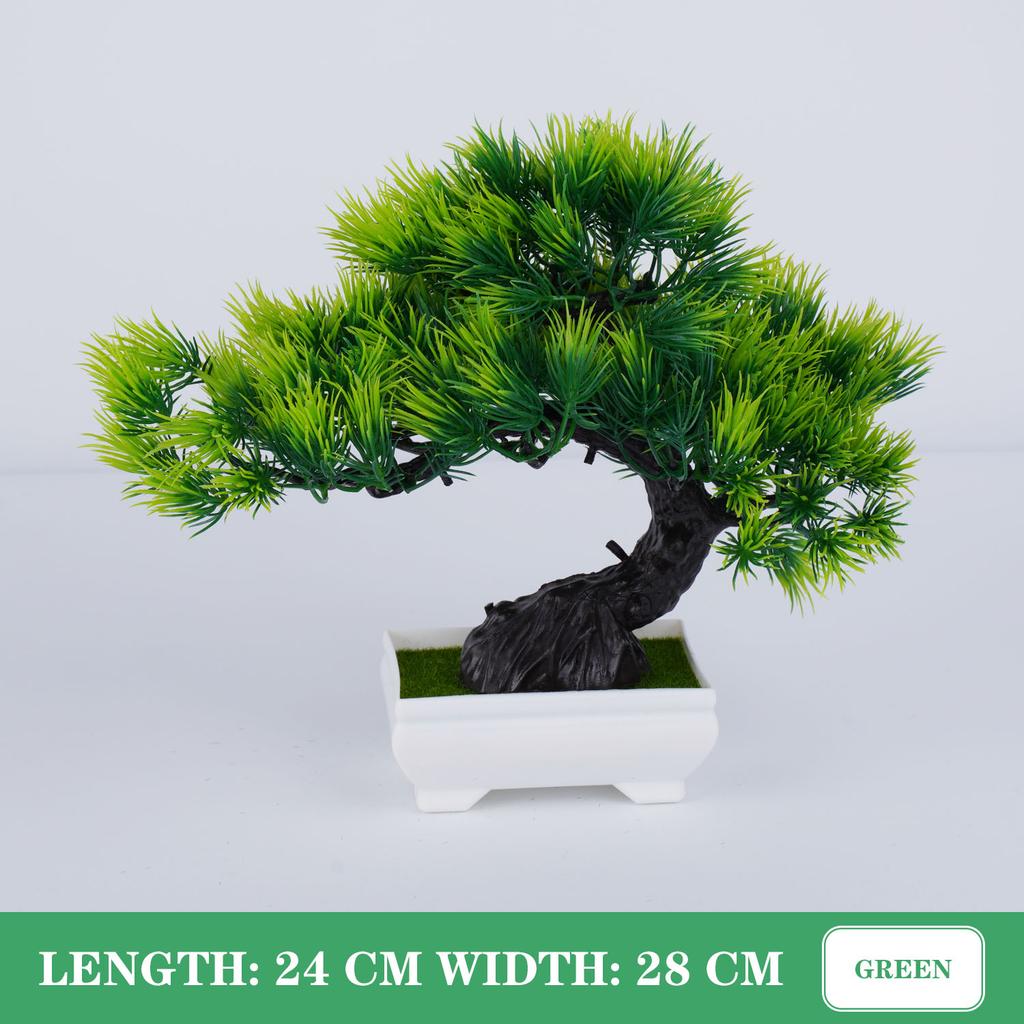 Künstliche Grüne Pflanzen Bonsai Tisch Topfpflanzen Ornamente Simulation Topfpflanzen Kunstblumen für Hotel Büro Zuhause Gartendekor