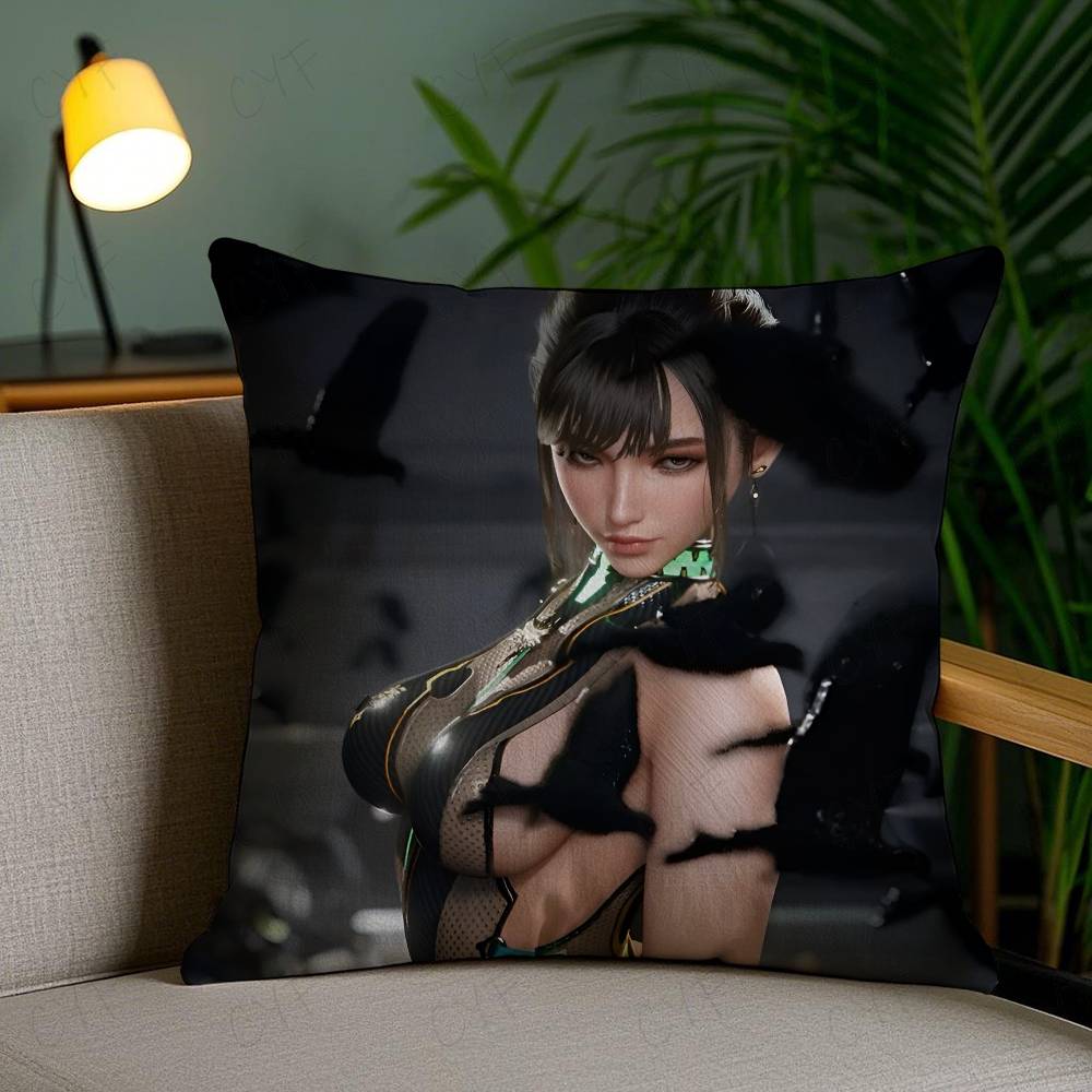 Hot Game Anime S-Stellar Blade Pillow Case Anti-Dustmite Pillowcase Invisible Zipper Silky Short Plush Sofa Cushion Cover
