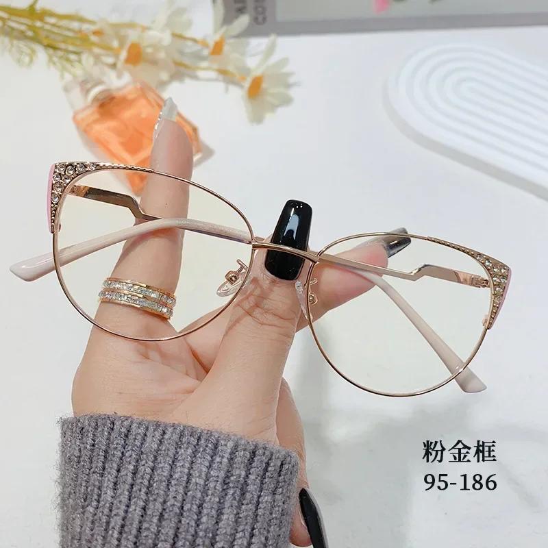 New Fashion Anti Blue Light Blocking Glasses Women Retro Cat Eye Frame Literature Computer Clear Lens Simple Female Eyeglasses
