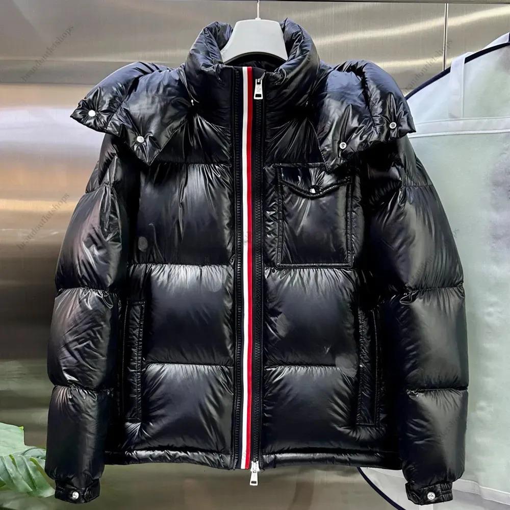 In-Stock Winter Unisex Bright Surface Thickened Warm Down Hooded Jacket