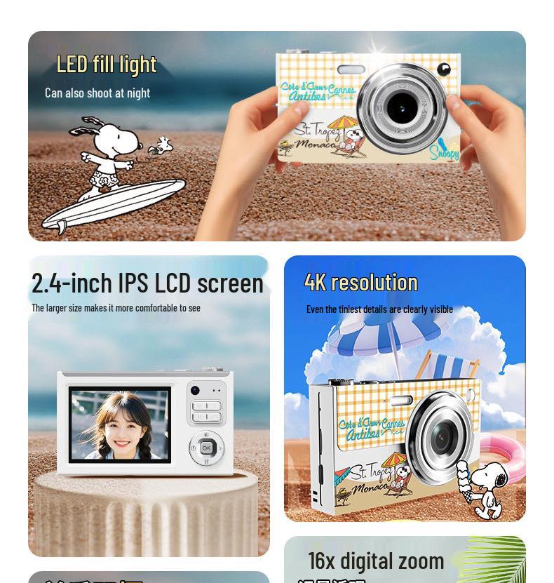 SNOOPY 4K Dual-Camera Entry-Level Mirrorless Camera for Students & Travel Vlogs