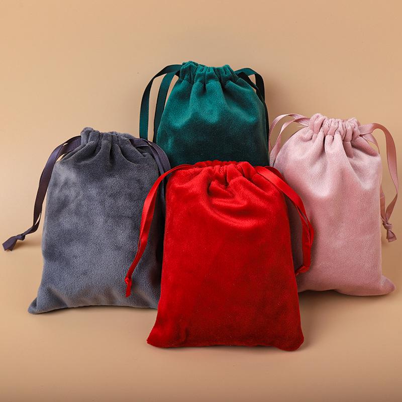 Black Velvet Drawstring Jewelry Pouch