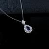 Elegant Blue Sapphire Water Drop Necklace In S925 Sterling Silver for Formal and Banquet Wear