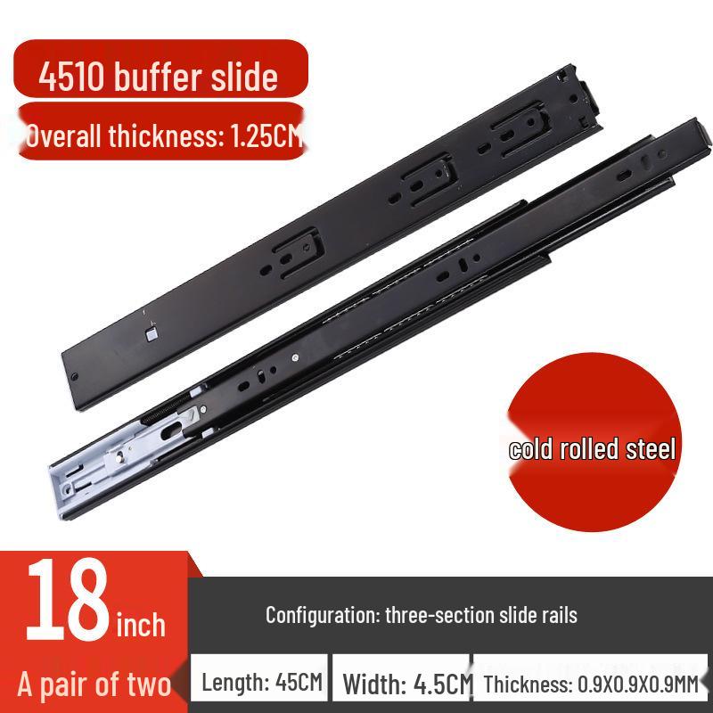 Stainless Steel Soft-Close Drawer Slides: Three-Section, Self-Opening, Silent Runners