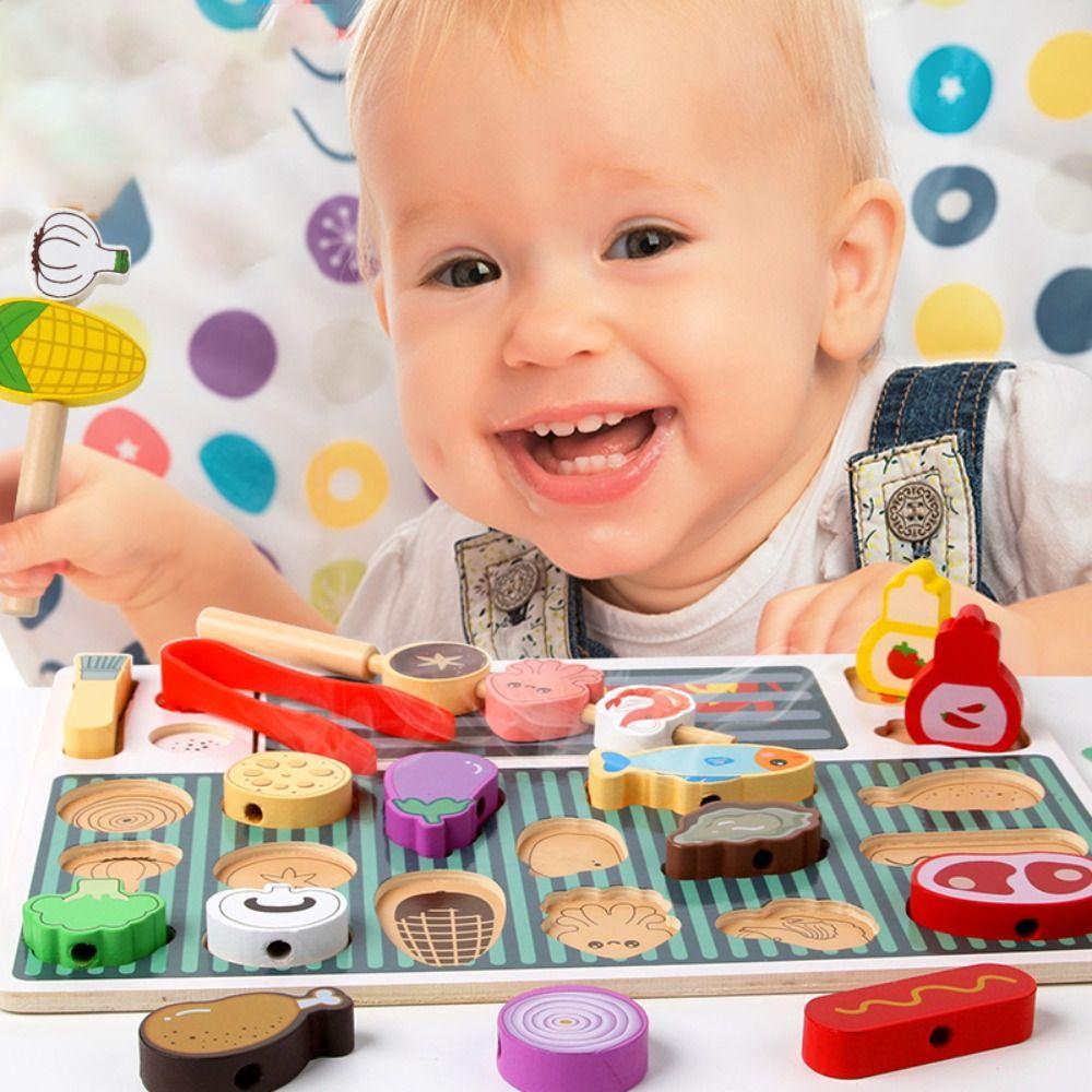 Cooking Experience Wooden Barbecue Toy Simulation Food Pretend Play Set  Play House