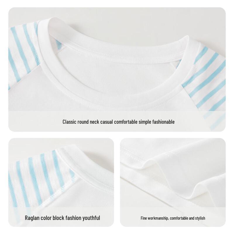 MINISO Women's Snowflake Cotton Stripe Long Sleeve T-Shirt