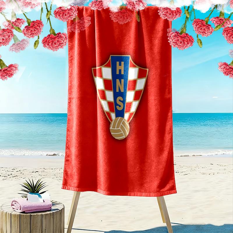 Kroatischer Fußballverband HNS Strandtuch zum Bedrucken, Großes Weiches Schnelltrocknendes Handtuch für Strand Camping Schwimmen