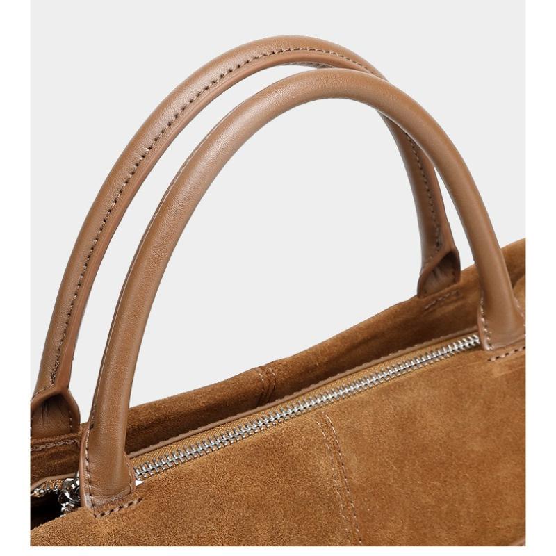 Oversized Suede Leather Briefcase Spacious Handheld Shoulder Crossbody Bag Women Slouchy Commuting Premium Light Luxury Handbag