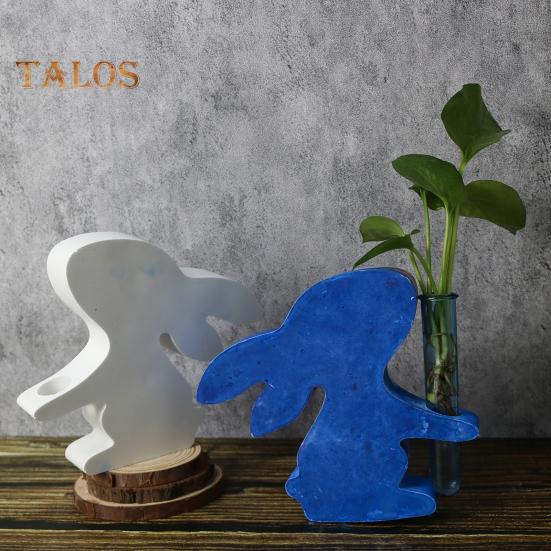 1 Set Bunny Flower Vase Mold with 3 Hydroponic Plants Test Tube DIY Easter Rabbit Plants Propagation Station Epoxy Resin Casting Silicone Mold
