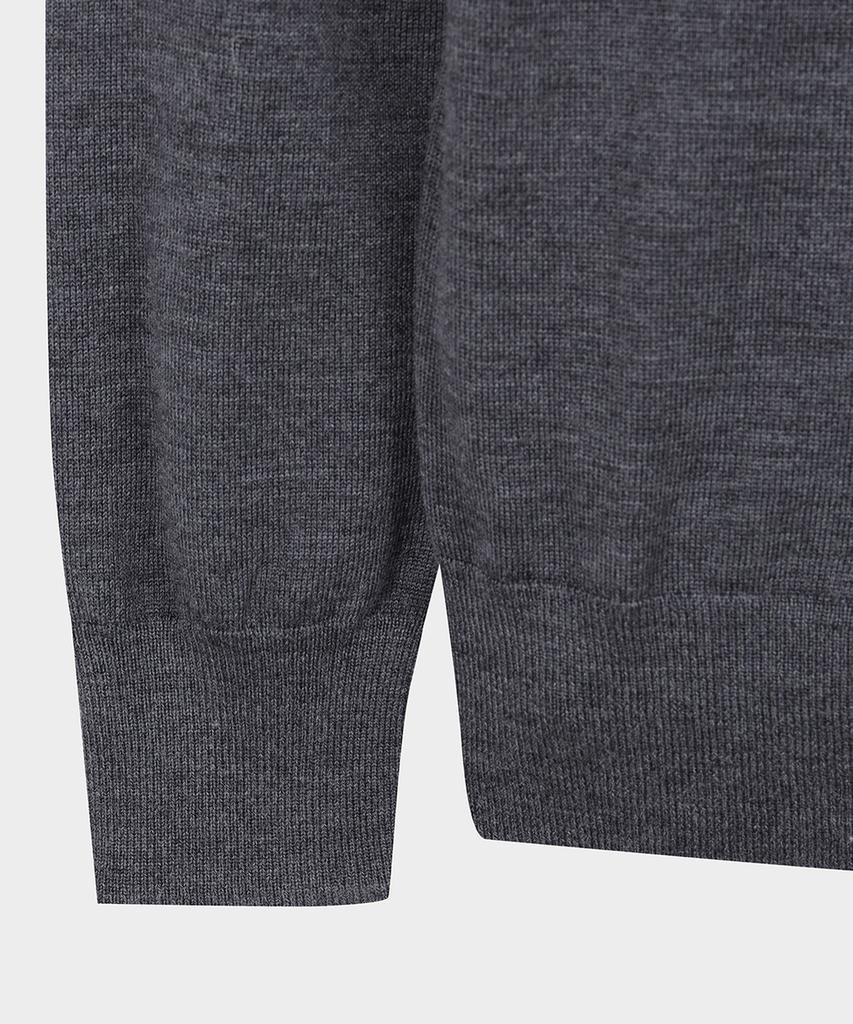 BROOKS BROTHERS Merino Wool Logo Polo Sweater (Charcoal) (Bbwtmnf301)