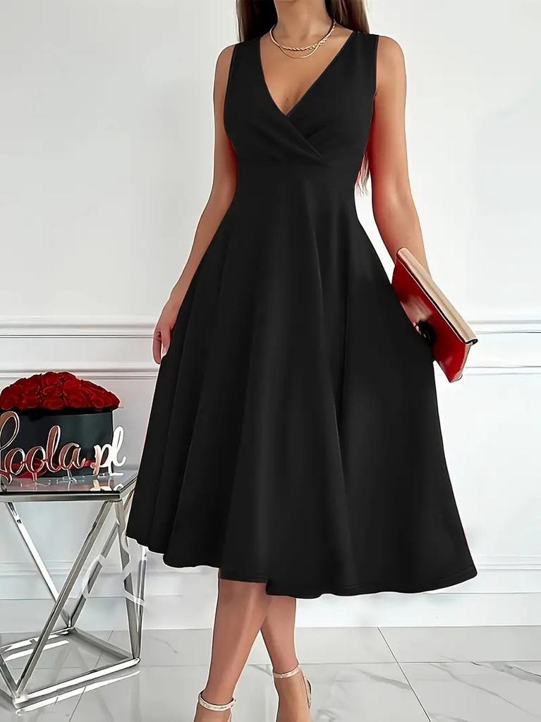 Spot 2026 European and American Cross-border Independent Station Amazon, Sleeveless V-neck Vest Fashion Casual Dress Evening Dress