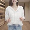 Crochet Hollowed-out Hooded Knitted Sweater Women's Autumn New Thin Sweater Lazy Wind Long-sleeved Top