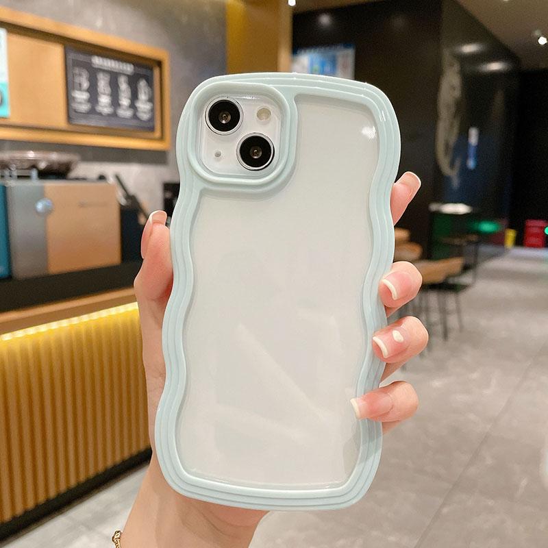 Candy Golvende Rand Transparante Schokbestendige Telefoonhoes voor iPhone X XS 11 12 13 14 15 16 Plus 17 Pro Max 16E Zachte Achterkant For iPhone 16 Pro Max