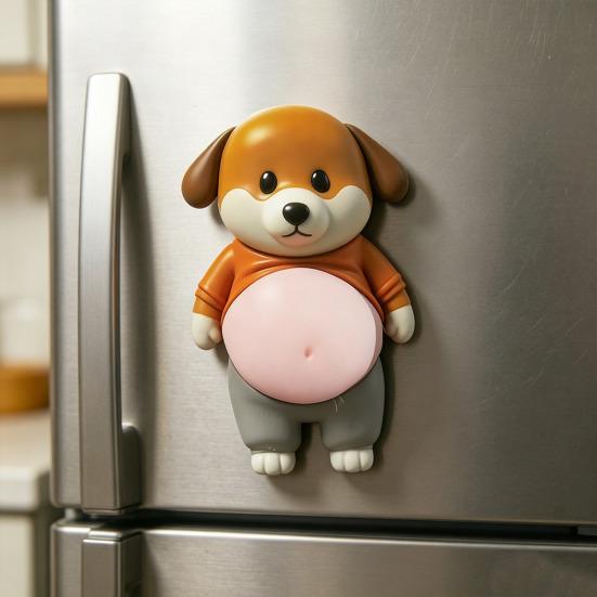 1 Pair 3D Belly Dog Anti-collision Sticker Anxiety Stress Relief Elastic Tummy Cartoon Puppy Decal Fat Belly Animal Buffer Sticker